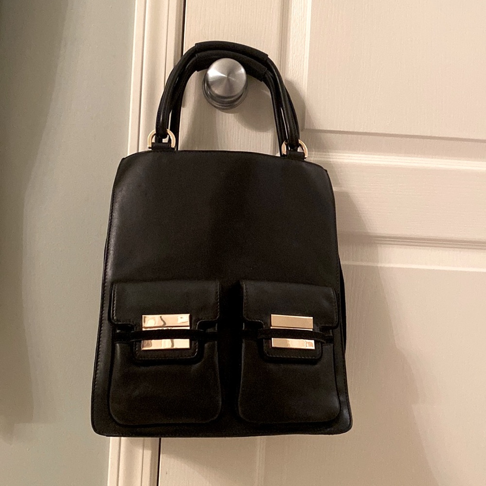 Z Spoke by Zac Posen Black Suede-Trimmed Leather Tote NWOT